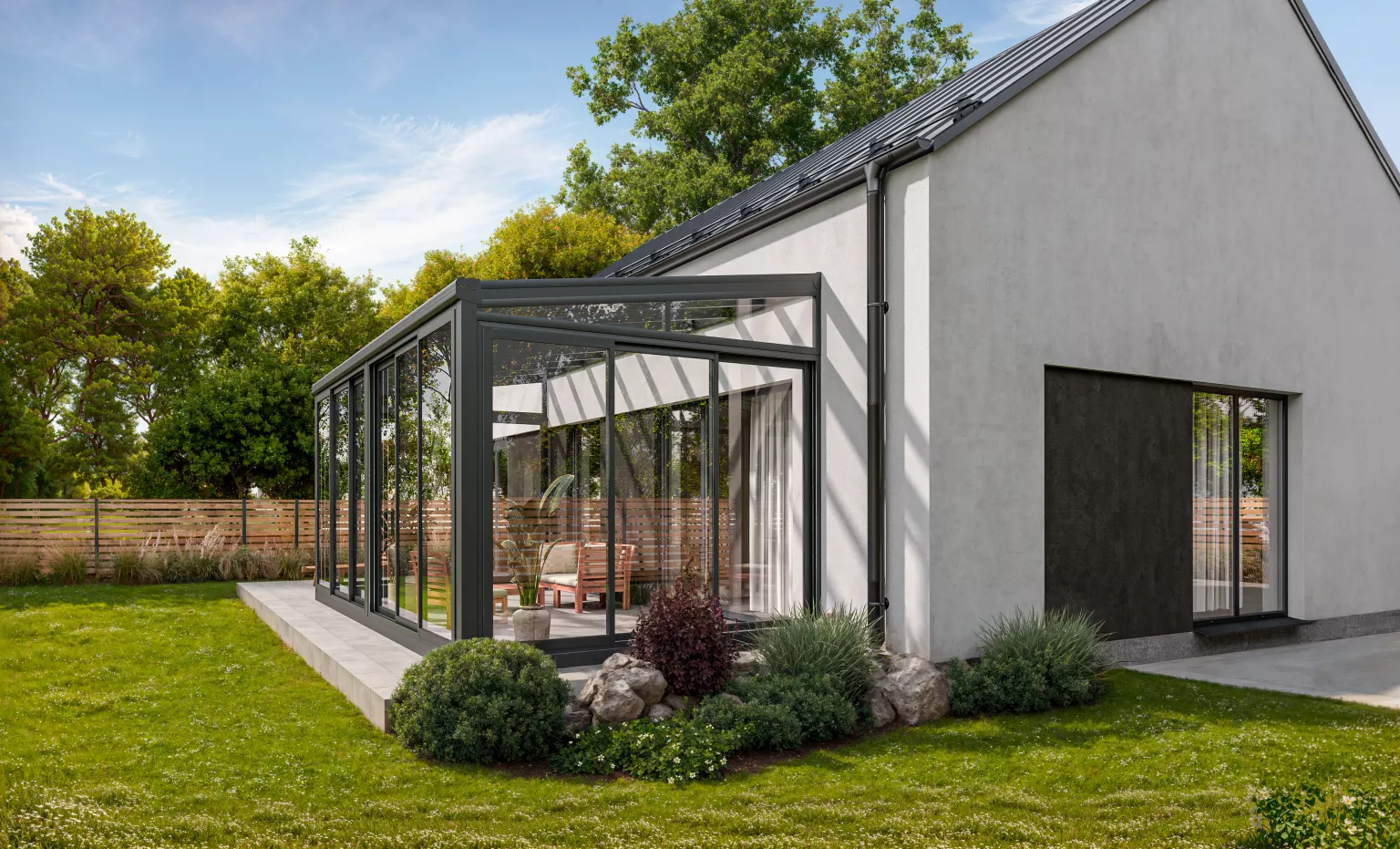 Kaltwintergarten mit gerahmten Aluminium-Schiebetüren