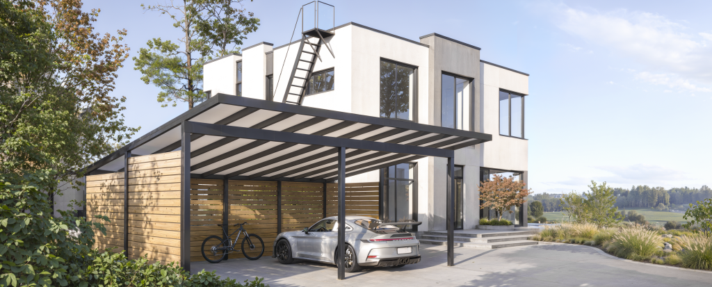 Großer Carport mit Holzoptik Solny