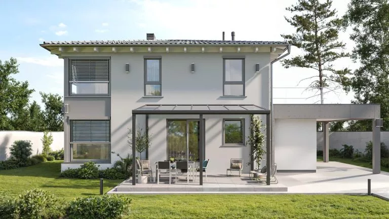 Terrassenueberdachung als Anbau an die Hauswand